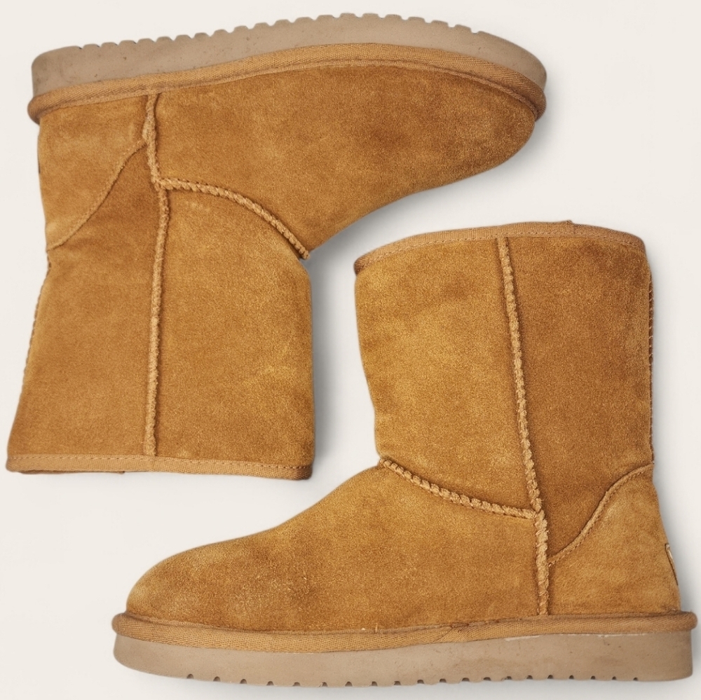 Koolaburra by UGG Chestnut Brown Suede Classic Short Boots Fur Lined Size 7 - Picture 3 of 11